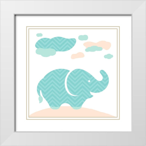 Elephant Fun Cream White Modern Wood Framed Art Print with Double Matting by Villa, Mlli