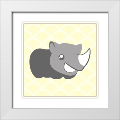 Rhino Yellow White Modern Wood Framed Art Print with Double Matting by Villa, Mlli