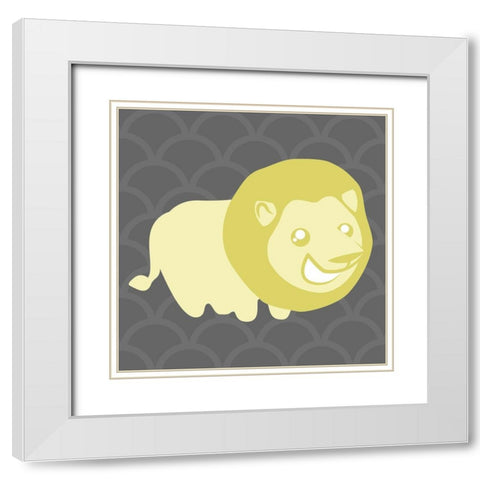Lion Yellow White Modern Wood Framed Art Print with Double Matting by Villa, Mlli