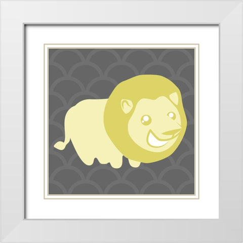 Lion Yellow White Modern Wood Framed Art Print with Double Matting by Villa, Mlli