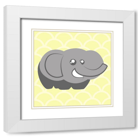 Elephant Yellow White Modern Wood Framed Art Print with Double Matting by Villa, Mlli