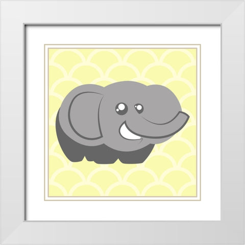 Elephant Yellow White Modern Wood Framed Art Print with Double Matting by Villa, Mlli
