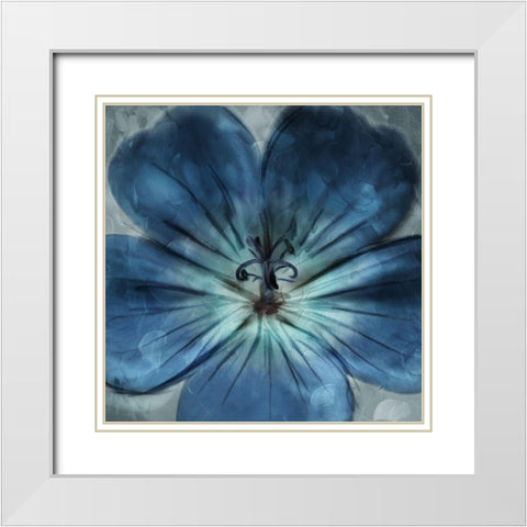 Uplifting Blue Flower White Modern Wood Framed Art Print with Double Matting by Villa, Mlli