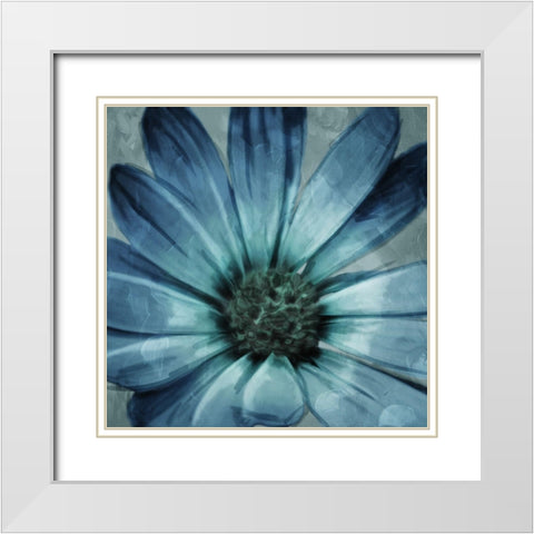 Uplifting Blue Flower Mate White Modern Wood Framed Art Print with Double Matting by Villa, Mlli
