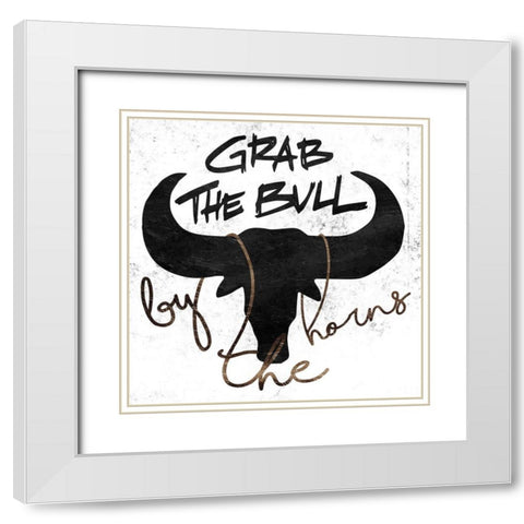 Grab The Bull White Modern Wood Framed Art Print with Double Matting by Villa, Mlli