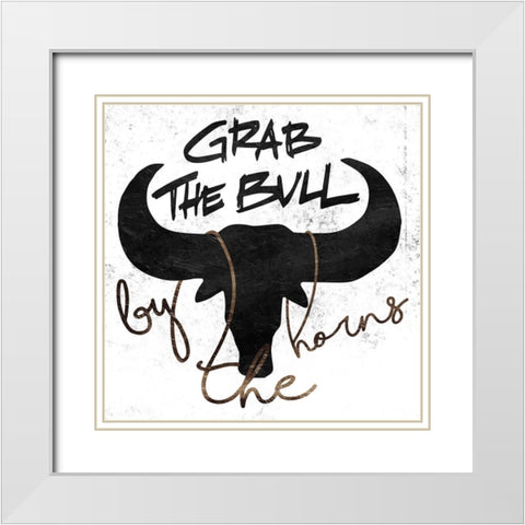 Grab The Bull White Modern Wood Framed Art Print with Double Matting by Villa, Mlli