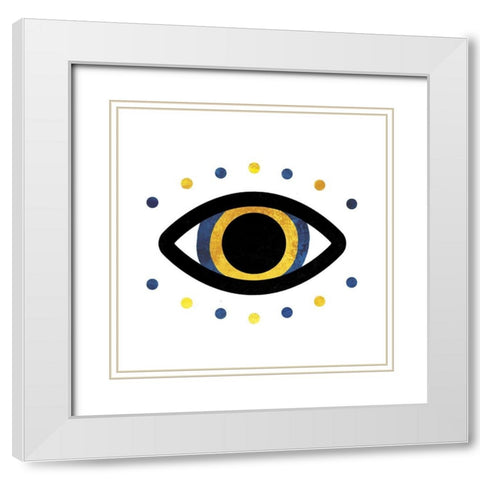 Tribal Eye White Modern Wood Framed Art Print with Double Matting by Villa, Milli
