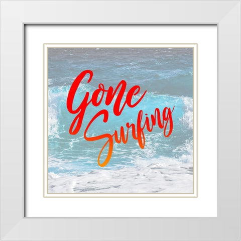 Gone Surfing White Modern Wood Framed Art Print with Double Matting by Villa, Mlli