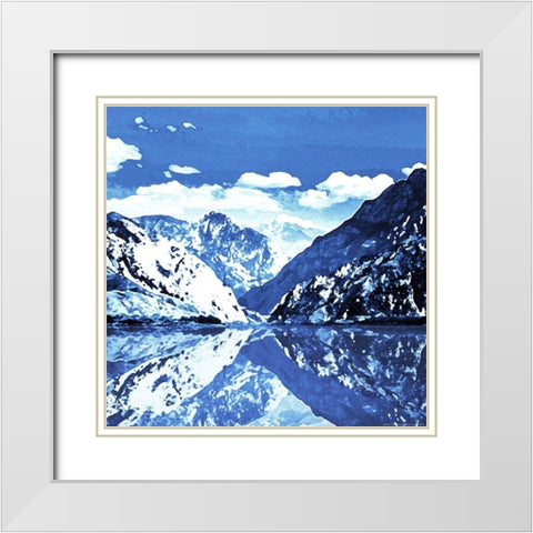 Blue Mountain Square White Modern Wood Framed Art Print with Double Matting by Villa, Mlli