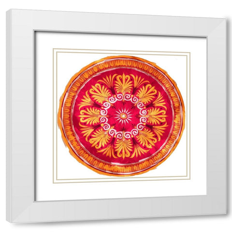 Medallion Plate White Modern Wood Framed Art Print with Double Matting by Villa, Mlli