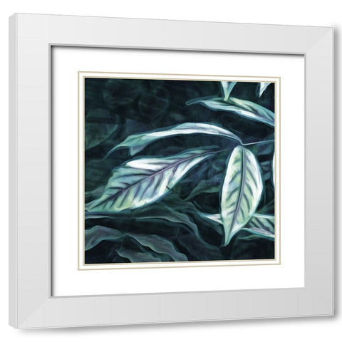 Muted Leaves White Modern Wood Framed Art Print with Double Matting by Villa, Mlli