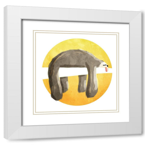 Sleep Sloth White Modern Wood Framed Art Print with Double Matting by Villa, Mlli