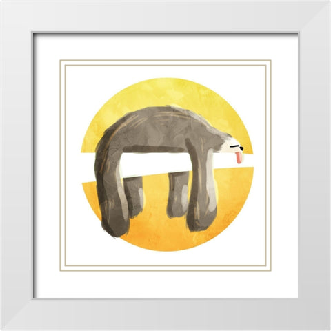 Sleep Sloth White Modern Wood Framed Art Print with Double Matting by Villa, Mlli