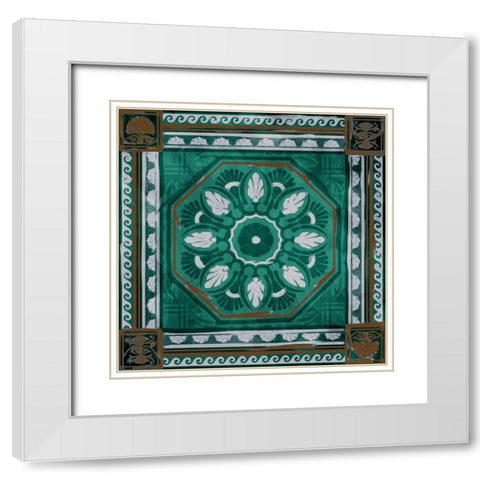 Green Brown Medallion Mate White Modern Wood Framed Art Print with Double Matting by Villa, Milli