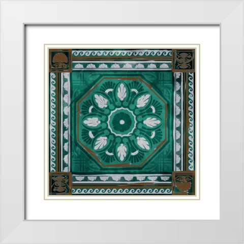 Green Brown Medallion Mate White Modern Wood Framed Art Print with Double Matting by Villa, Milli
