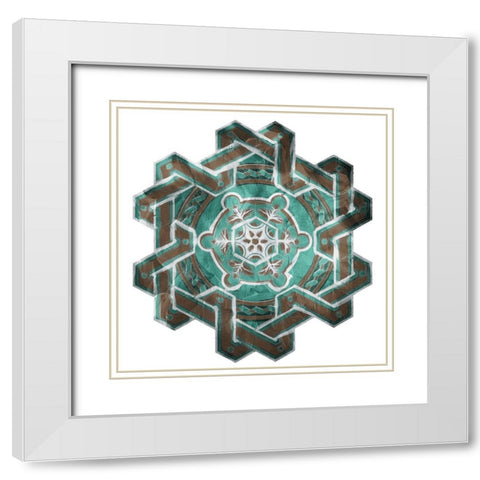 GB Medallion Plate Mate White Modern Wood Framed Art Print with Double Matting by Villa, Mlli