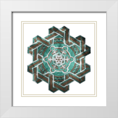 GB Medallion Plate Mate White Modern Wood Framed Art Print with Double Matting by Villa, Mlli