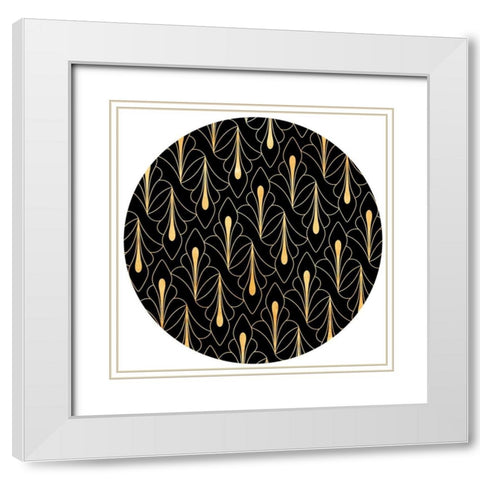 Night Palm Circle White Modern Wood Framed Art Print with Double Matting by Villa, Milli