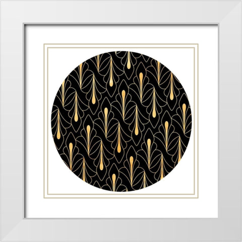 Night Palm Circle White Modern Wood Framed Art Print with Double Matting by Villa, Milli