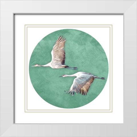 Two Crane Circle White Modern Wood Framed Art Print with Double Matting by Villa, Mlli