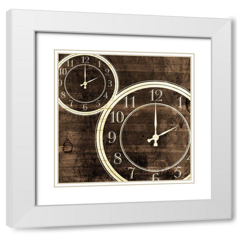 Wood Clocks White Modern Wood Framed Art Print with Double Matting by Villa, Mlli