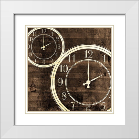 Wood Clocks White Modern Wood Framed Art Print with Double Matting by Villa, Mlli