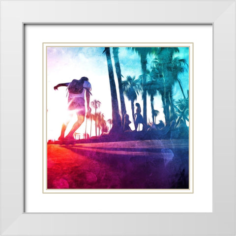 Skate On The Boardwalk White Modern Wood Framed Art Print with Double Matting by Villa, Mlli