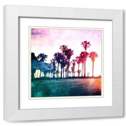 Surf On The Boardwalk White Modern Wood Framed Art Print with Double Matting by Villa, Mlli
