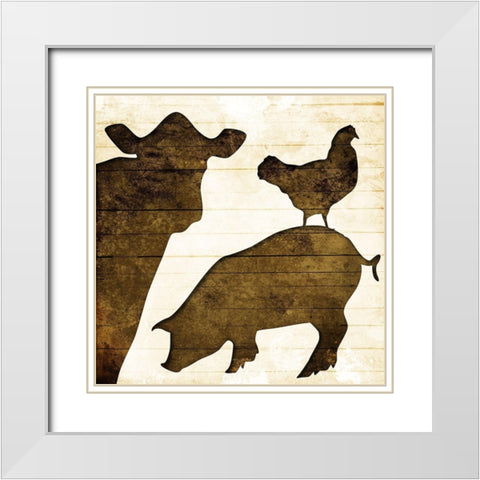 Farm Animals White Modern Wood Framed Art Print with Double Matting by Villa, Mlli