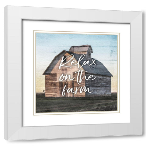 Relax On The Farm White Modern Wood Framed Art Print with Double Matting by Villa, Mlli