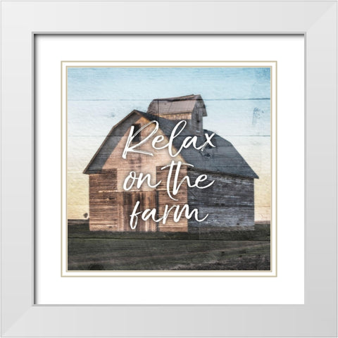 Relax On The Farm White Modern Wood Framed Art Print with Double Matting by Villa, Mlli