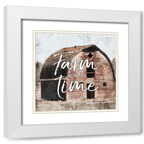 Farm Time White Modern Wood Framed Art Print with Double Matting by Villa, Mlli