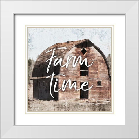 Farm Time White Modern Wood Framed Art Print with Double Matting by Villa, Mlli