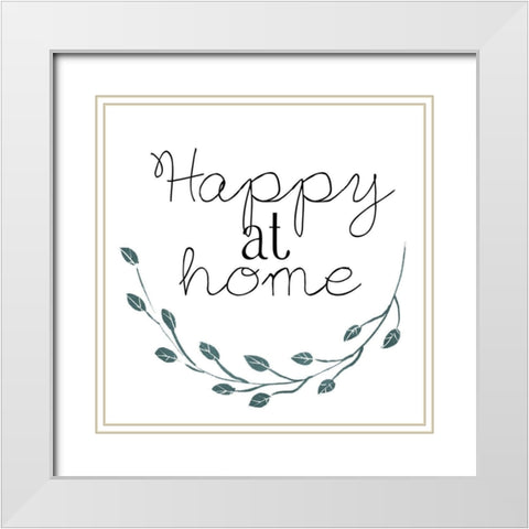 Happy At Home Blue White Modern Wood Framed Art Print with Double Matting by Villa, Mlli