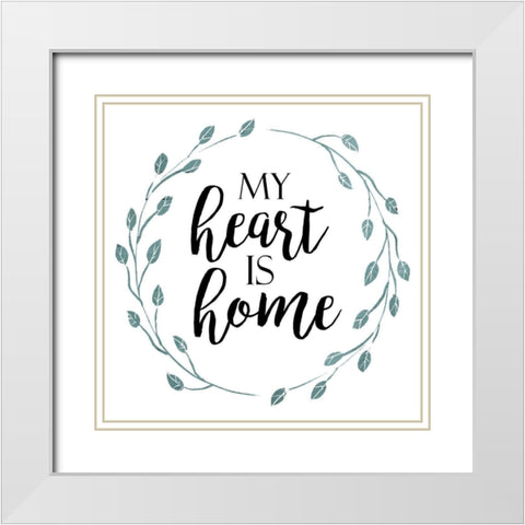 My Heart Blue White Modern Wood Framed Art Print with Double Matting by Villa, Mlli