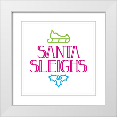 Santa Sleighs Colorful White Modern Wood Framed Art Print with Double Matting by Villa, Mlli