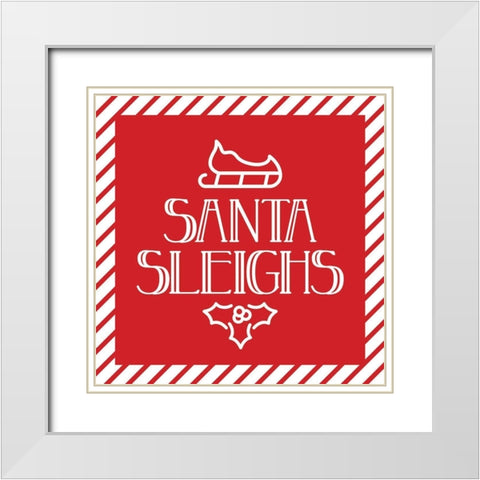 Santa Sleighs White Modern Wood Framed Art Print with Double Matting by Villa, Mlli