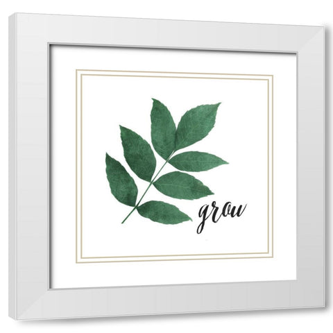 Grow Leaves White Modern Wood Framed Art Print with Double Matting by Villa, Mlli