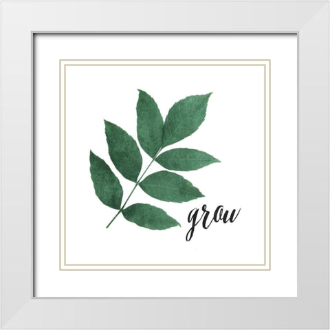 Grow Leaves White Modern Wood Framed Art Print with Double Matting by Villa, Mlli