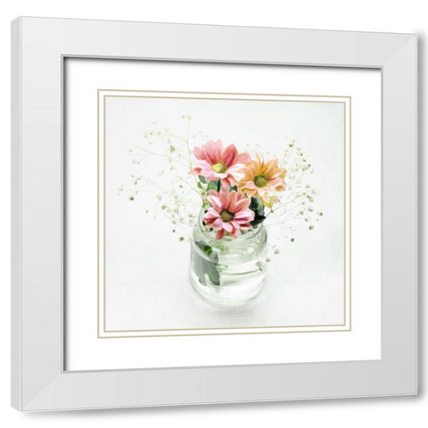 Flowers In A Jar White Modern Wood Framed Art Print with Double Matting by Villa, Mlli