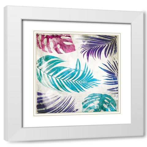 Colorful Palms White Modern Wood Framed Art Print with Double Matting by Villa, Mlli