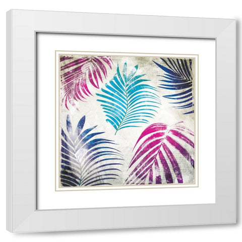 Colorful Palms Mate White Modern Wood Framed Art Print with Double Matting by Villa, Mlli
