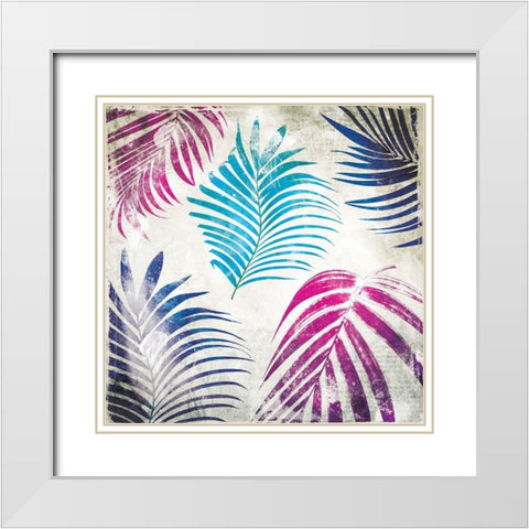 Colorful Palms Mate White Modern Wood Framed Art Print with Double Matting by Villa, Mlli