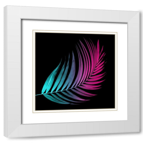 Neon Palms White Modern Wood Framed Art Print with Double Matting by Villa, Mlli