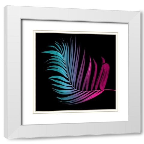Neon Palms Two White Modern Wood Framed Art Print with Double Matting by Villa, Mlli
