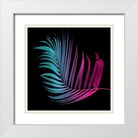 Neon Palms Two White Modern Wood Framed Art Print with Double Matting by Villa, Mlli