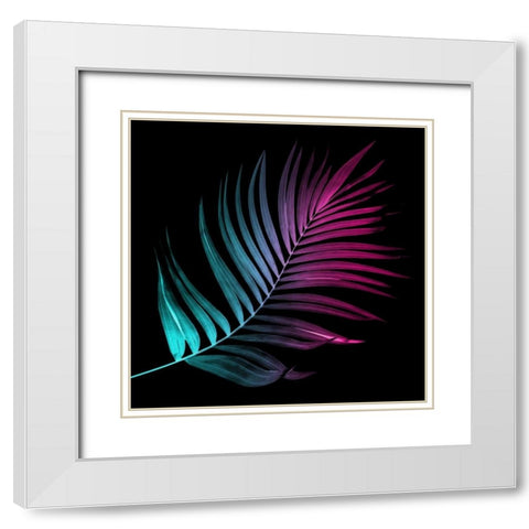 Neon Palms Three White Modern Wood Framed Art Print with Double Matting by Villa, Mlli
