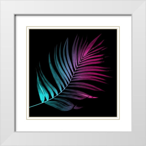 Neon Palms Three White Modern Wood Framed Art Print with Double Matting by Villa, Mlli