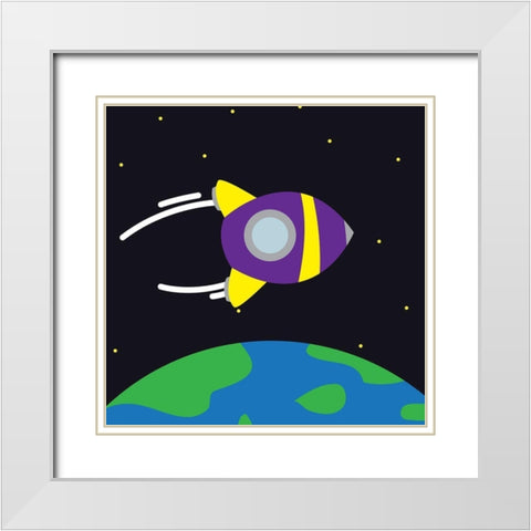 Into Space Mate White Modern Wood Framed Art Print with Double Matting by Villa, Mlli