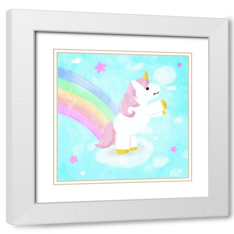 Unicorn White Modern Wood Framed Art Print with Double Matting by Villa, Mlli